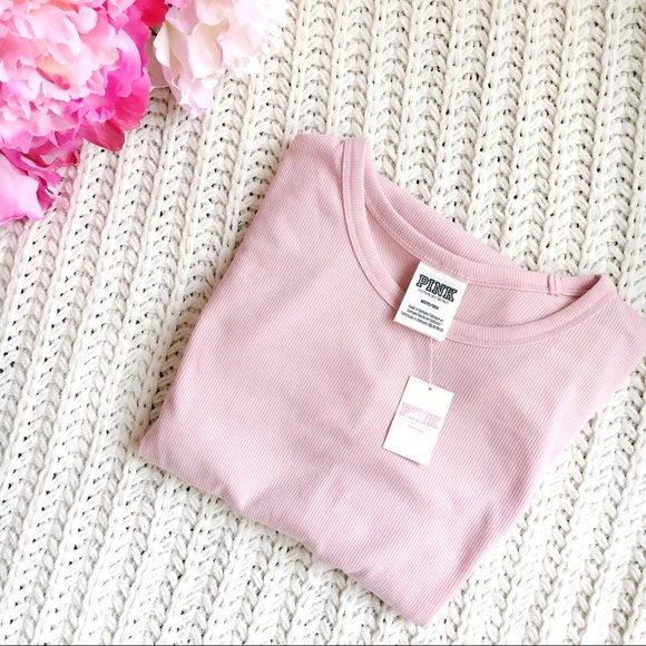 PINK Victoria's Secret Tops - VS Pink Short Sleeve Ribbed Fitted Crew Tee